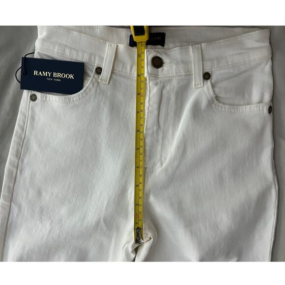 New Ramy Brook, Langley, Lightly Distressed Crop Jeans, Ivory Shark White, Sz 24 - Picture 7 of 13